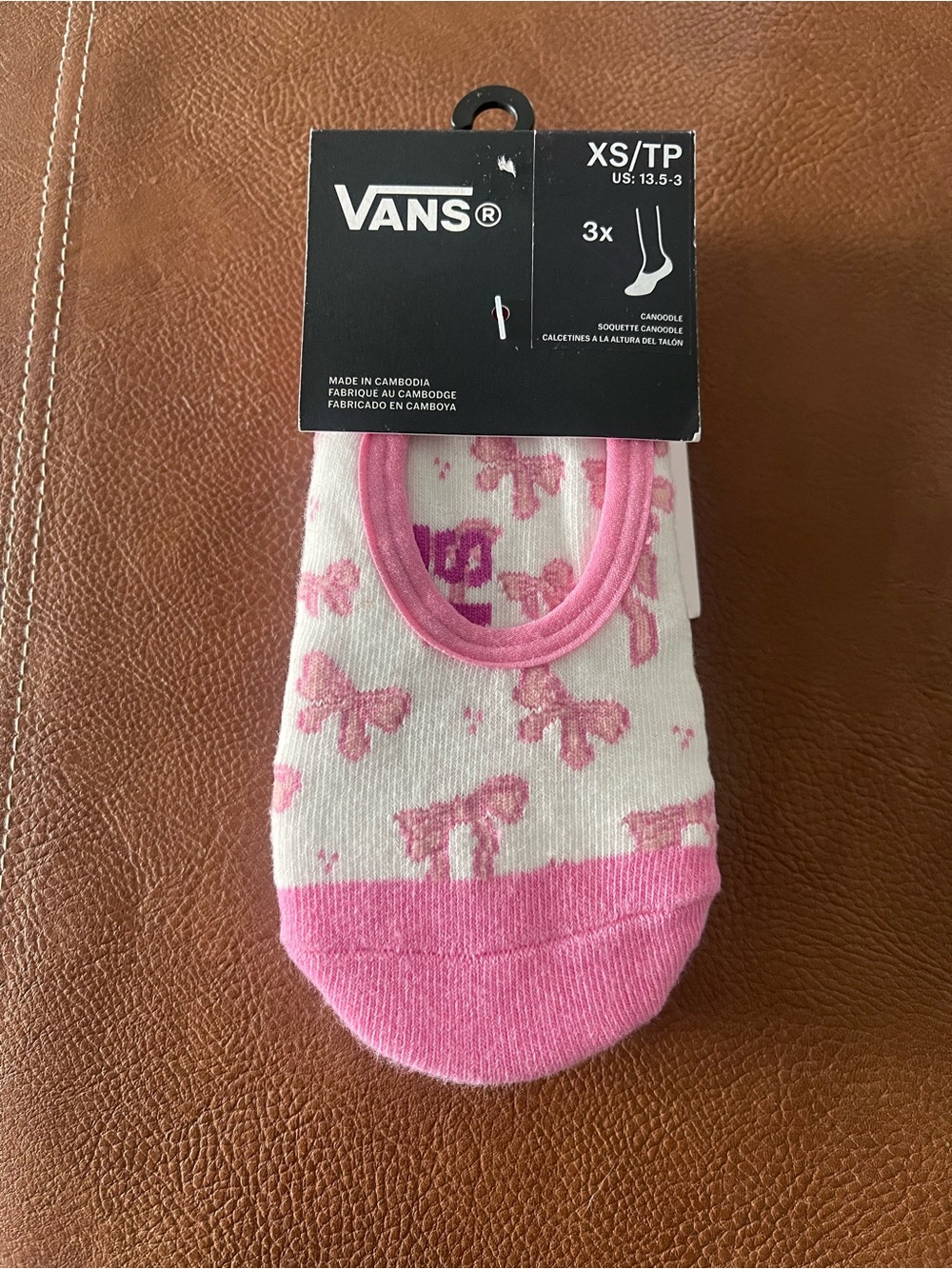 Vans Pink & White Butterfly No-Show Socks - Pack